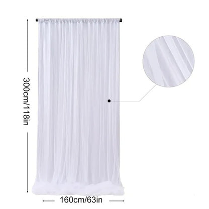 1PC White Tulle Backdrop Curtain 10ft X 5ft Sheer Chiffon Backdrop Curtain Drapes Elegant Photography Photo Backdrop For Wedding Birthday Bridal Shower Party Decorations