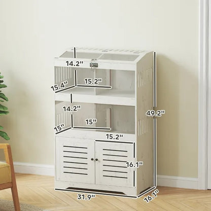 Large Hamster Cage For Multiple Small Pets, Rat Cage With Storage Cabinet, Clear Transparent Panels