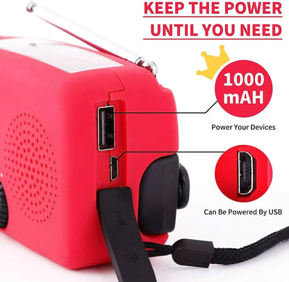Emergency Radio Crank Solar Hand Weather Power Bank Charger Light