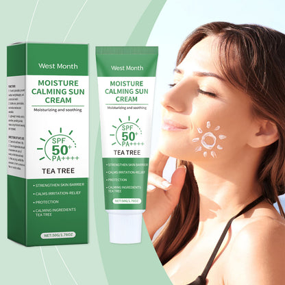 West&Month Tea Tree Refreshing Protective Cream, Outdoor Body Skin Protective Moisturizing Facial Skin Soothing Cream