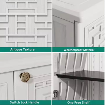 10 Cubic Feet Modern Simple Plastic Outdoor Patio School Living Room Storage Cabinet With 1 Panel