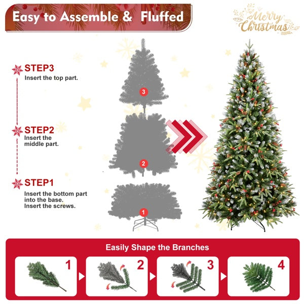 Artificial 7ft Green LED-lit Christmas Tree With 2178PE PVC Mixed Branch Tips