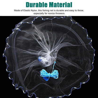 Fishing Cast Net Bait Easy Throw Hand Cast Strong Nylon Mesh USA