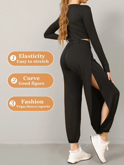 High Slit Boho Harem Yoga Pants For Women Flowy, Trendy & Comfortable