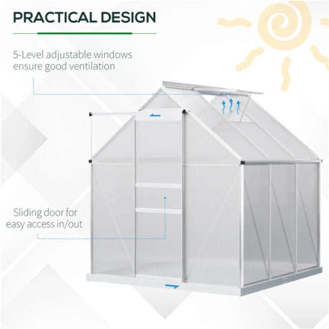 Polycarbonate Greenhouse Walk-in Green House With Adjustable Roof Vent