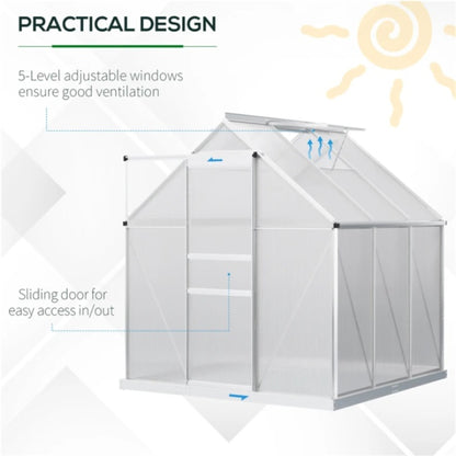 Polycarbonate Greenhouse Walk-in Green House With Adjustable Roof Vent