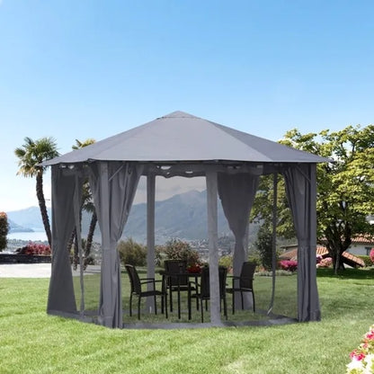 10ft X 10ft Patio Gazebo-Black-AS