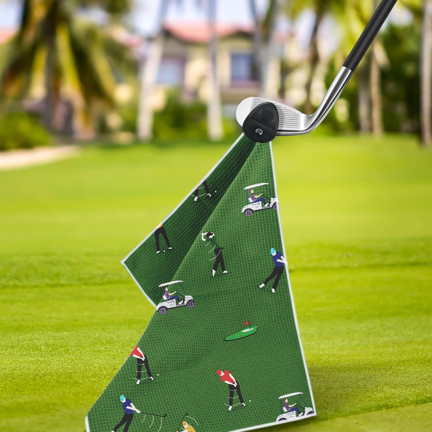 Ivy Textile High Quality Sublimation Microfiber Waffle Magnetic Golf Towel