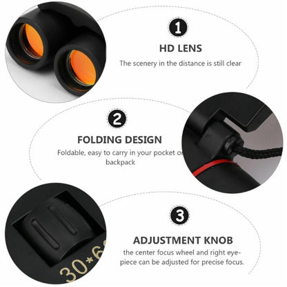 Binoculars 30x60 Zoom Outdoor Travel Compact Folding Telescope Hunting Day  Night