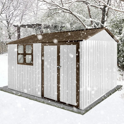 Metal Garden Sheds 10ftx8ft Outdoor Storage Sheds Whitecoffee With Window