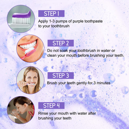 Jaysuing Purple Tooth Whitening Toothpaste Brightens Teeth, Cleanses Stains, Diminishes Odors, And Beauties Teeth Toothpaste