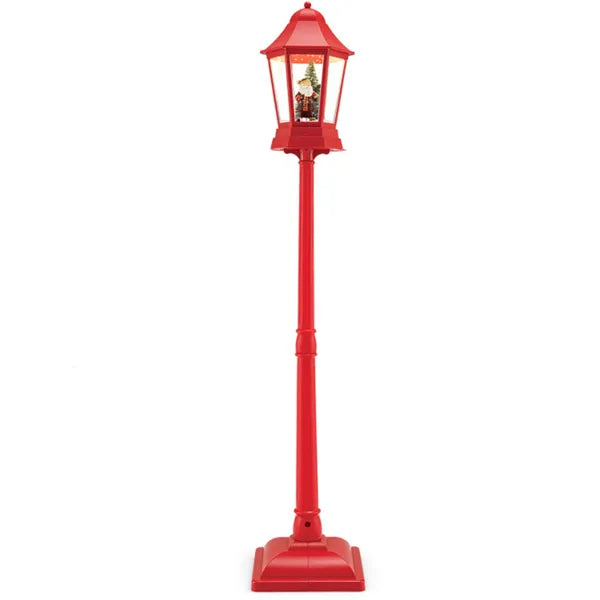 64" Christmas Streetlamp Lantern: 60 Warm LEDs, 8 Xmas Melodies, 2 Display Ways, ABS/PP/PVC, Red, 10.5×10.5×16.5" Lantern