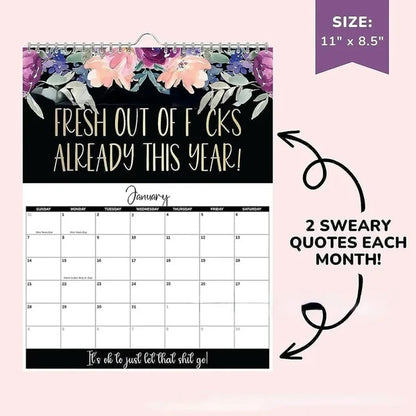 2025 Calendar For Tired-Ass Women Swear Word 12 Month Weekly Daily Wall Planner