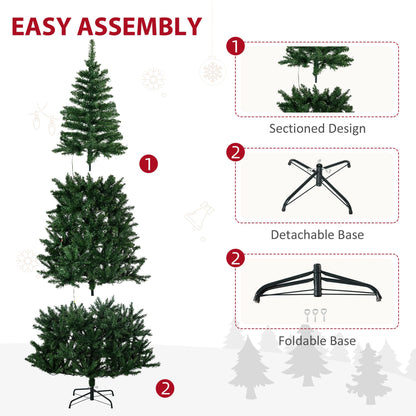 7.5 Feet Prelit Artificial Christmas Tree Warm White LED Light Holiday Home Xmas Decoration, Green