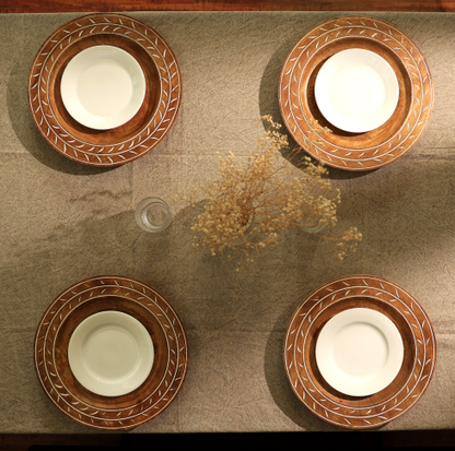Handcrafted 13inch Wood Charger Plate Wooden Dinning Placemat Artisan Wood Tableware