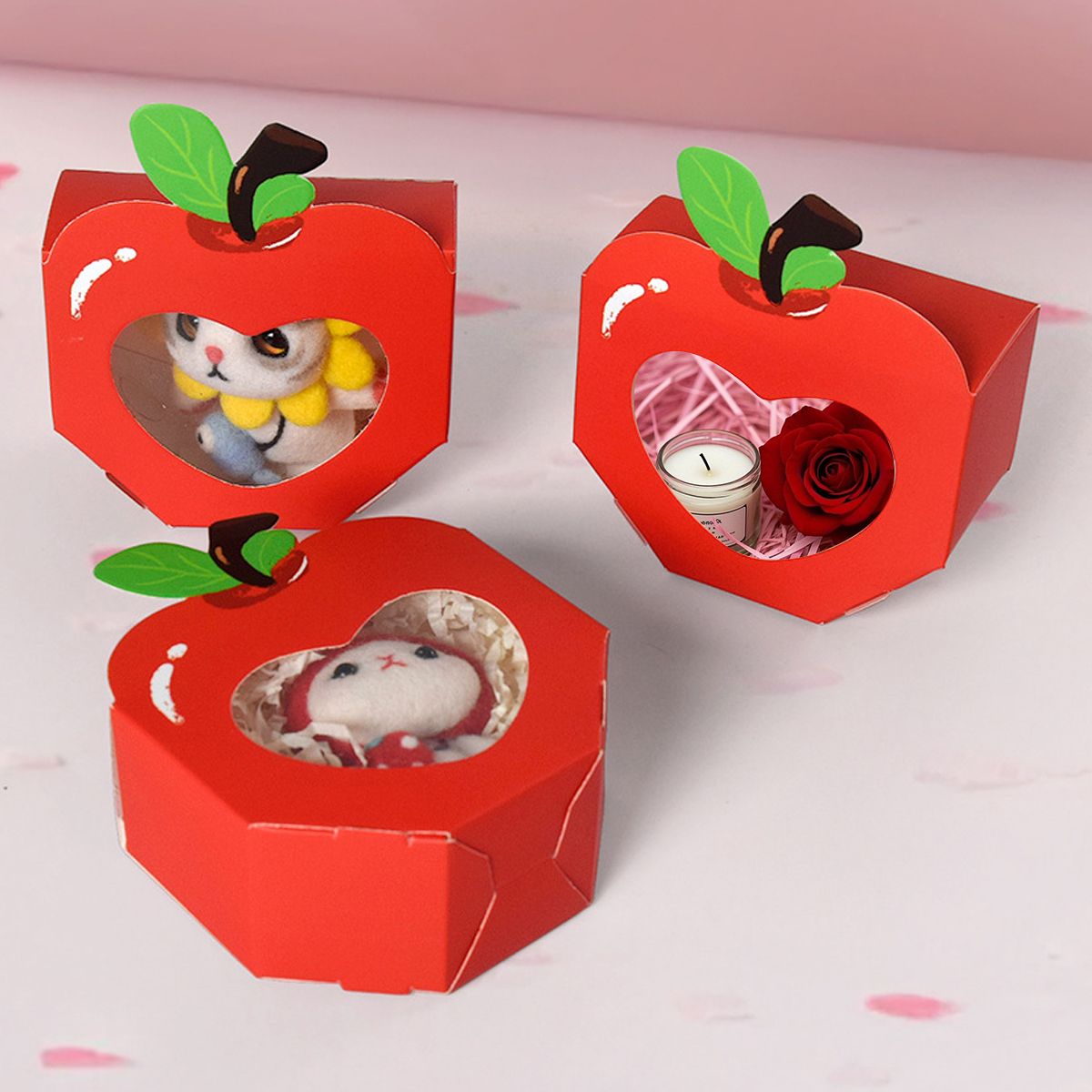 Shaped Gift Boxes With Clear Window Back To School Paper Candy Container DIY Teacher Appreciation Thank You Treat Box For Birthday Wedding Graduation Party Decoration Supplies
