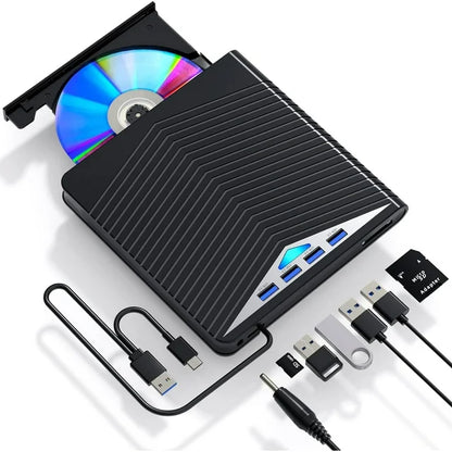 External CD DVD Drive For PC Laptop Windows 11 10 USB 3.0 Burner Reader Writer