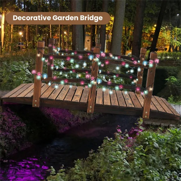 5 Feet Wooden Garden Bridge Wood Construction, Easy Assembly With Hardware
