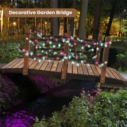 5 Feet Wooden Garden Bridge Wood Construction, Easy Assembly With Hardware