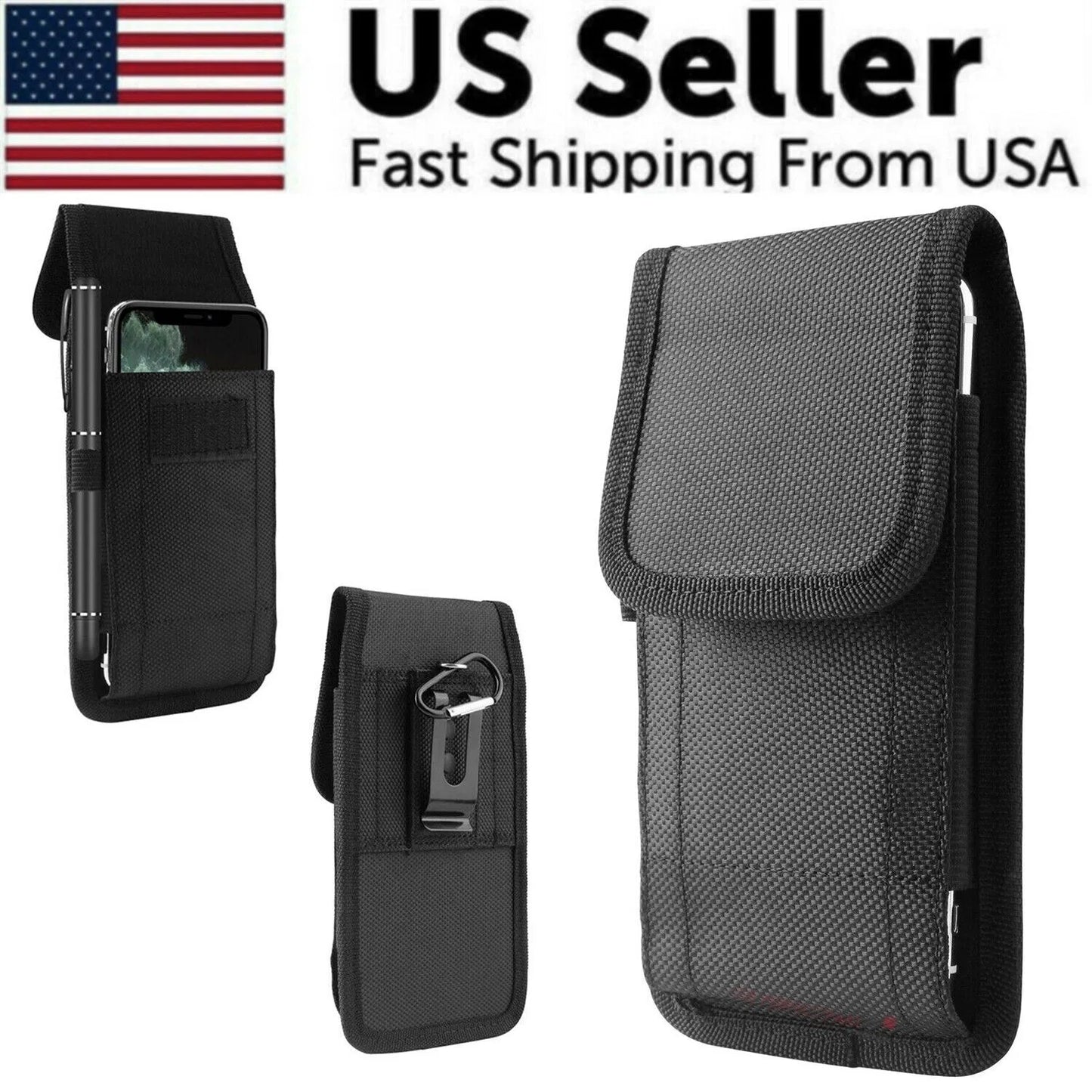 Vertical Cell Phone Holster Pouch Wallet Case With Belt Clip For