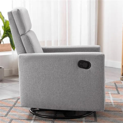 Modern Upholstered Rocker Nursery Chair Plush Seating Glider Swivel Recliner Chair, Gray