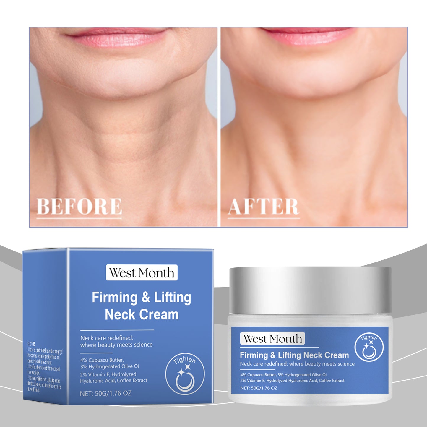 West&Month Neck Firming Cream, Gently Nourishes Neck Lines And Improves Skin Elasticity Moisturizer