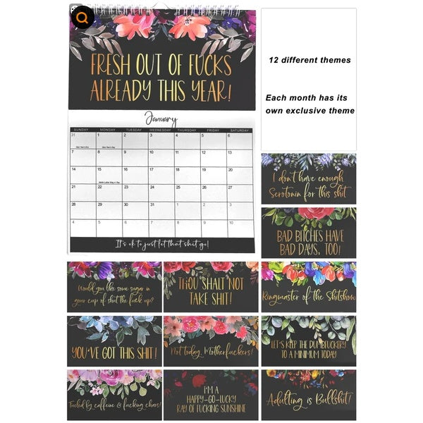 2025 Calendar For Tired-Ass Women Swear Word 12 Month Weekly Daily Wall Planner