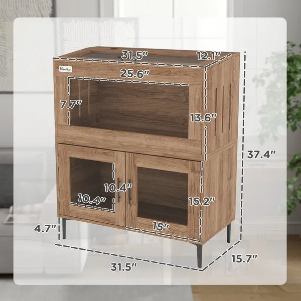 30 Gallon Stackable Reptile Tank W Storage Cabinet, Top Opening, For Bearded Dragon, Lizard, Snake, Hamster