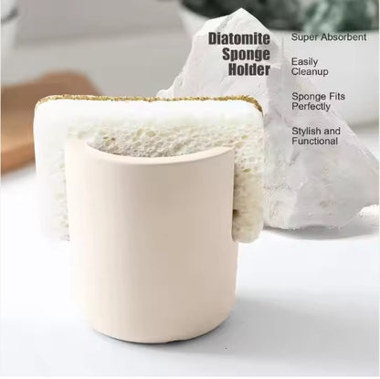 Diatom Mud Sponge Rack Kitchen & Bathroom Sink Caddy For Sponges Scrubbers
