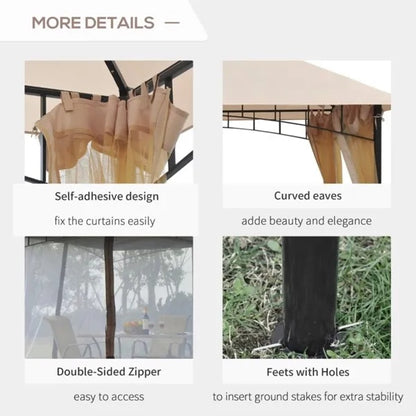 10ft X 10ft Outdoor Patio Gazebo Canopy Tent Beige-AS