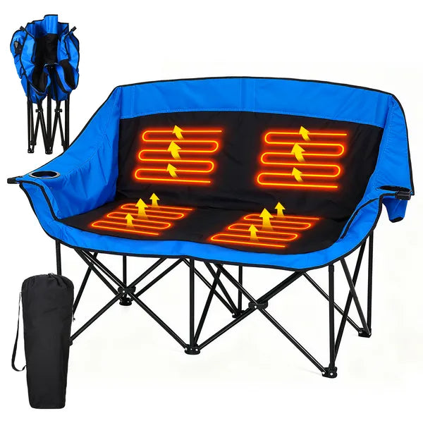 Oversized Heated Camping Chair, Patio Lounge Chairs With 3 Heat Levels, Portable Folding Heated Chair Round Moon Saucer Folding Lawn Chair Outdoor Chair For Camping, Lounge Patio