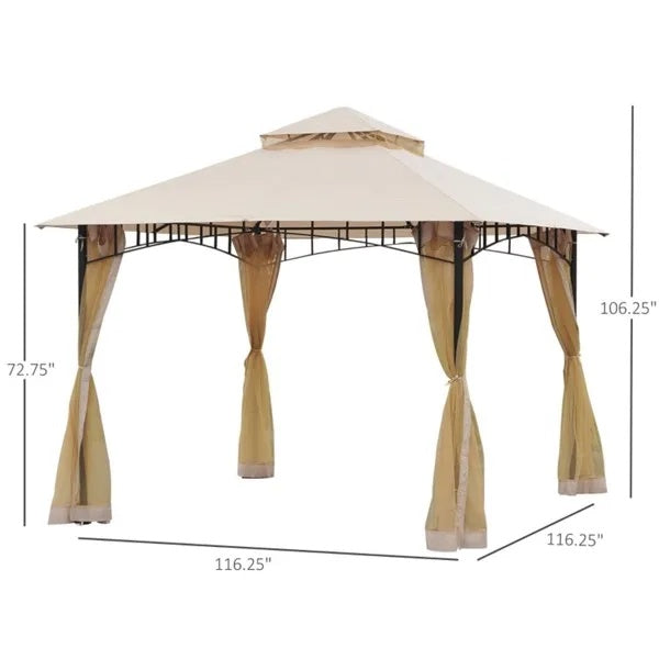 10ft X 10ft Outdoor Patio Gazebo Canopy Tent Beige-AS