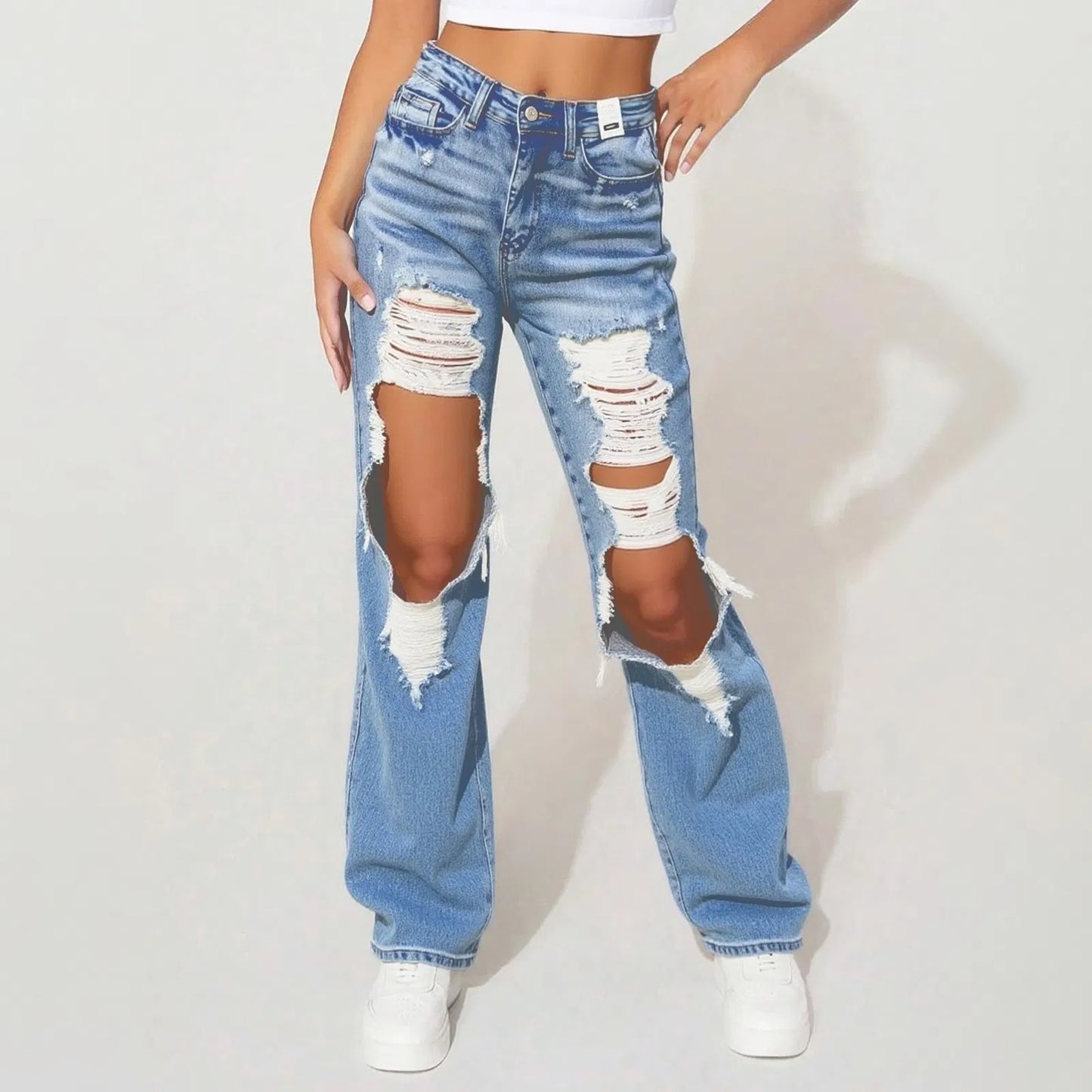 Loose Fit Distressed Denim Jeans American Style Ripped Design Trendy Edgy Look For Women Retro Summer Fashion Streetwear High Waisted Sequin Fringe Shorts