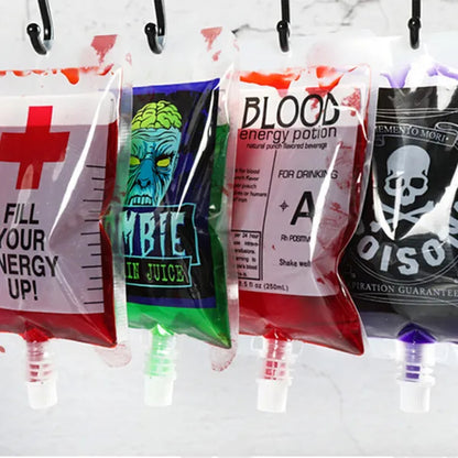 20 Pcs Blood Bags For Drinks Heavy Duty Hand-held Translucent Plastic Smoothie Reusable Leakproof Alcohol Bag Freezable Juice Pouches For Halloween Party Supplies Hot Weather Cooling