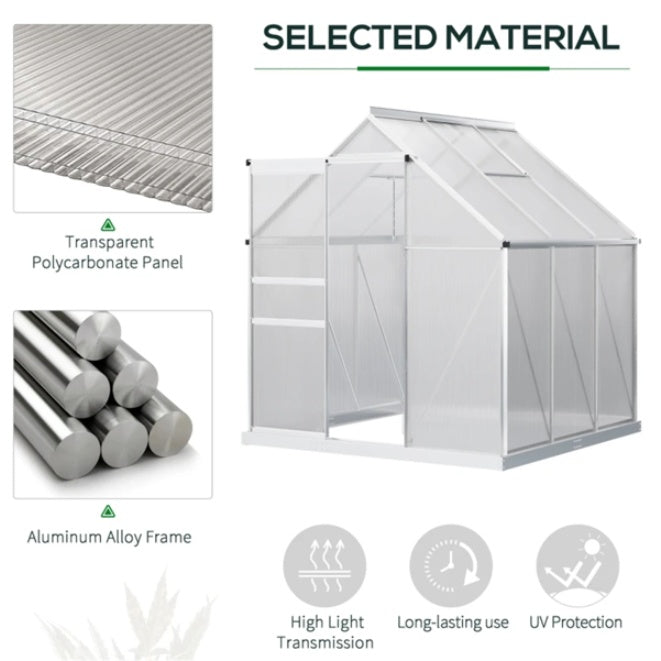 Polycarbonate Greenhouse Walk-in Green House With Adjustable Roof Vent