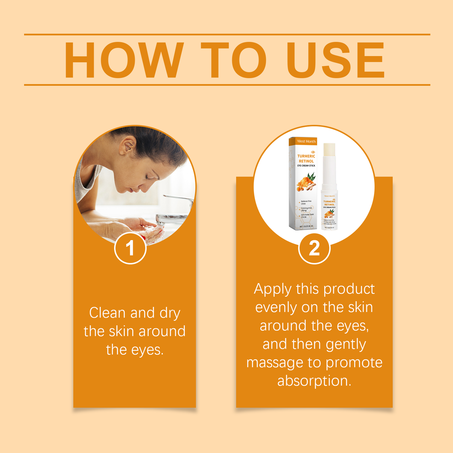 West&Month Turmeric And Retinol Eye Cream Stick Moisturizes, Tightens And Tightens The Skin Around The Eyes
