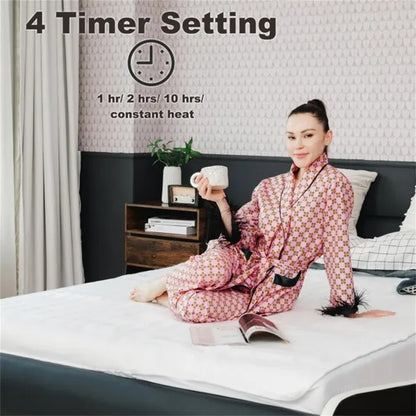 75' X 54' Electric Heated Mattress Pad With Adjustable Temperatures 10 H Timer