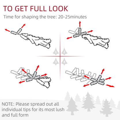 6 Ft Snow-Flocked Artificial Christmas Tree, Slim Pencil Xmas Tree With Realistic Branches, Metal Base, Green