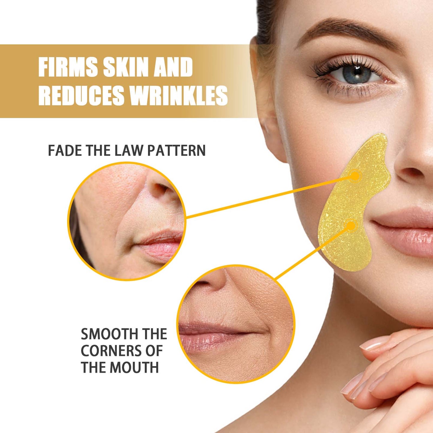 EELHOE Double Collagen Nasolabial Folds Patch, Fade Facial Fine Lines Wrinkles Anti-Wrinkle Firming Moisturizing And Nourishing