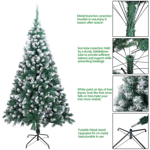 7FT Spray White PVC Christmas Tree 1349 Branches