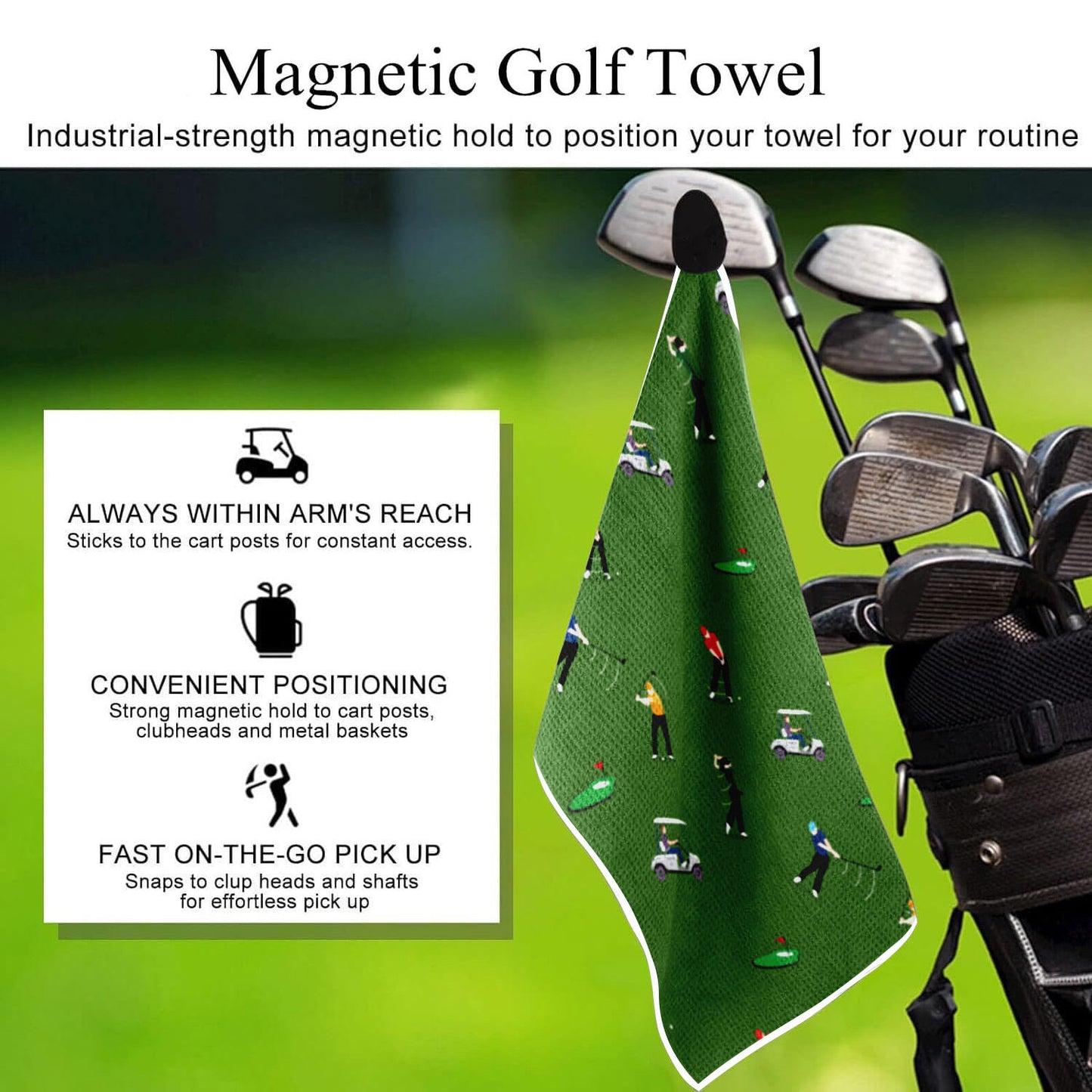 Ivy Textile High Quality Sublimation Microfiber Waffle Magnetic Golf Towel