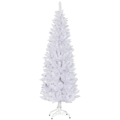 6ft Tall Pencil Artificial Christmas Tree With 479 Branch Tips With Steel Base, White