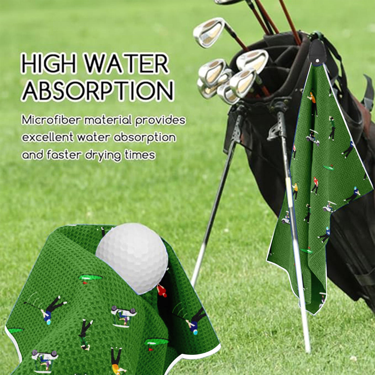 Ivy Textile High Quality Sublimation Microfiber Waffle Magnetic Golf Towel