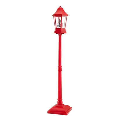 64" Christmas Streetlamp Decor: Santa/Snowman/Tree Scene, 60 Warm White LEDs, 8 Tunes, 2 Modes (Stand/Tabletop), Red, 12.5×12.5×64", 4.5lbs
