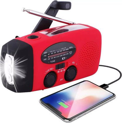 Emergency Radio Crank Solar Hand Weather Power Bank Charger Light