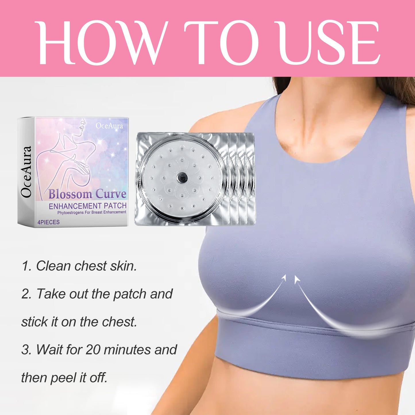 OceAura Blossom Curve Enhancement Patch, Lift Chest Firming And Volumizing Gathering Anti-Sagging Firm Full Breathable Breast Patch