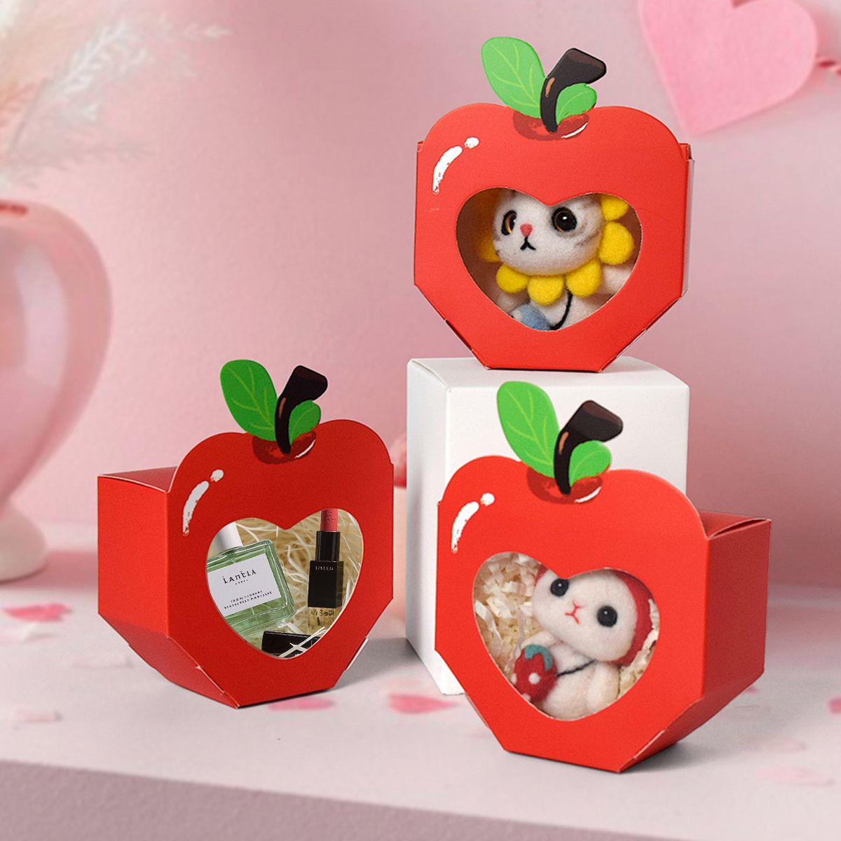 Shaped Gift Boxes With Clear Window Back To School Paper Candy Container DIY Teacher Appreciation Thank You Treat Box For Birthday Wedding Graduation Party Decoration Supplies