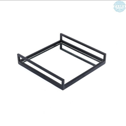 Handcrafted Glass With Metal Frame Serving Tray