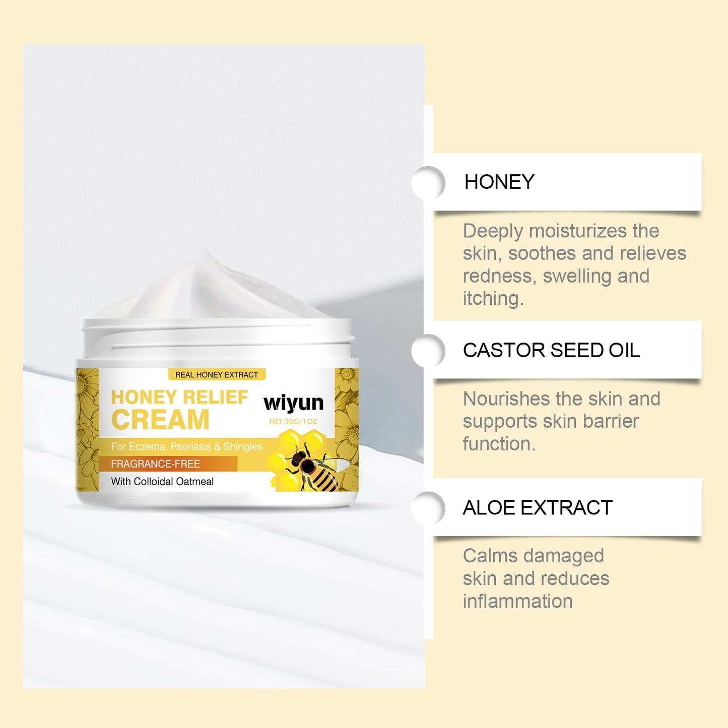 Wiyun Honey Skin Care Cream Nourishes And Protects Skin, Body, Hands And Feet, Moisturizes And Restores Skin