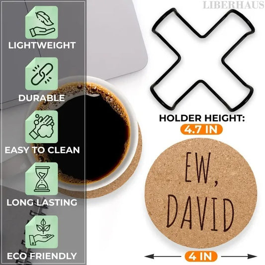 Cork Coasters For Drinks Coasters Set Of 6 With Holder Funny Coasters For Adults Cup Coasters For Coffee Table Home Bar Wedding Absorbent Coasters Mat Cups Cool Decor Unique Coaster Gift